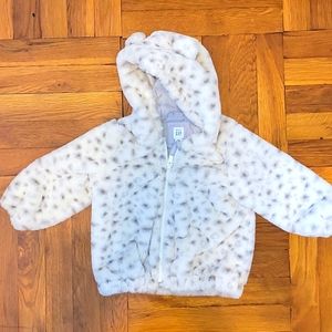 LAST CHANCE! Baby Gap leopard print faux fur jacket size 18-24m